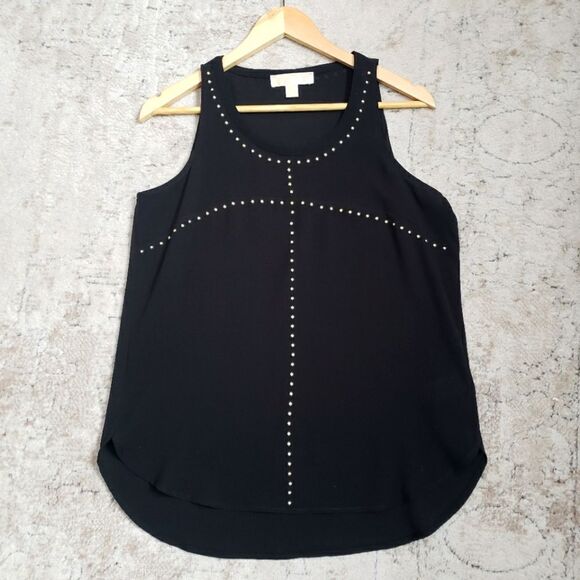 🦋3/$25 Michael Kors Small Black Gold Studded Tank Top - Picture 1 of 6